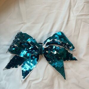 Turquoise sequin cheer bow